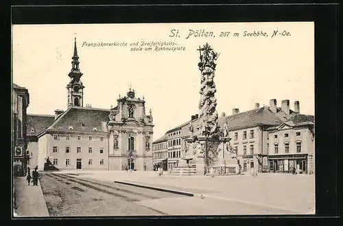 AK St. Pölten /N. Oe., Franziskanerkirche am Rathausplatz