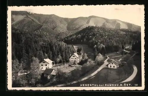 AK Annental /Ramsau N.-Ö., Ortspartie vor Bergpanorama