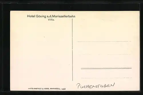 AK Puchenstuben /Marienzellerbahn, Hotel Gösing