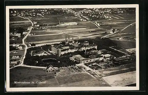 AK Mödling, Missionshaus St. Gabriel aus der Vogelschau