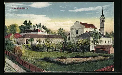 AK Maria-Brunn, Pfarr- und Wallfahrtskirche mit Anlage