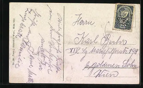 AK Maria Ellend, Liebfraue-Kirchlein im Abendrot