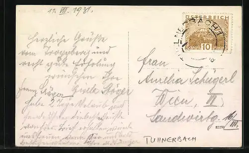 AK Tullnerbach, Ausblick von Karl Pfeiffers Gastwirtschaft auf dem Troppberg