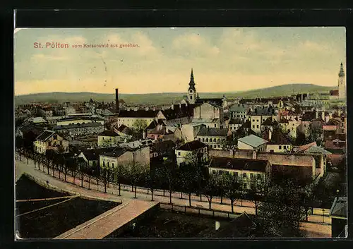 AK St. Pölten, Totalansicht vom Kaiserwald aus gesehen