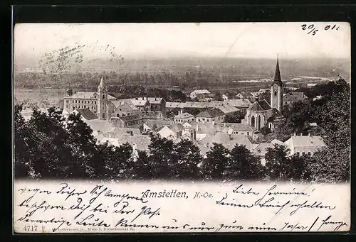 AK Amstetten, Totalansicht mit Kirche