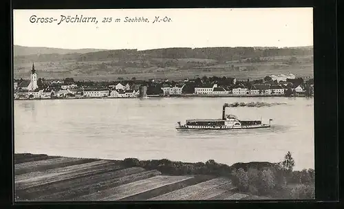 AK Gross-Pöchlarn, Gesamtansicht mit Flusspartie