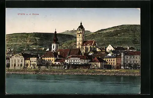 AK Stein / Donau, Gesamtansicht mit Kirche