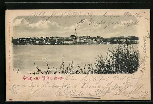 AK Ybbs / Donau, Totalansicht von der Flussseite