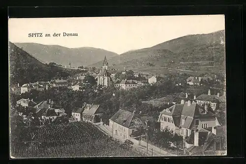 AK Spitz / Donau, Totalansicht mit Kirche