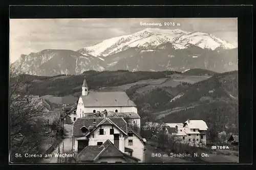 AK St. Corona am Wechsel, Ortsansicht aus der Vogelschau