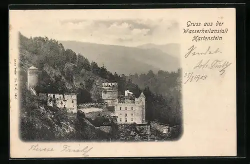 AK Hartenstein, Ansicht der Burg aus der Vogelschau