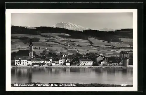 AK Pöchlarn, Ortsansicht mit Oetscher