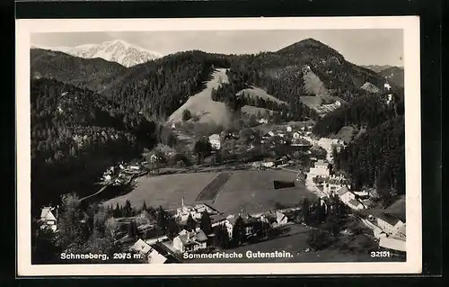 AK Gutenstein, Ortsansicht mit Schneeberg