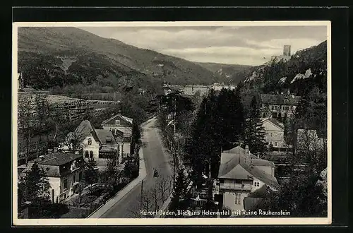 AK Baden, Blick ins Helenental mit Ruine Rauhenstein