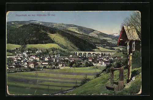 AK Payerbach, Totalansicht mit Viadukt