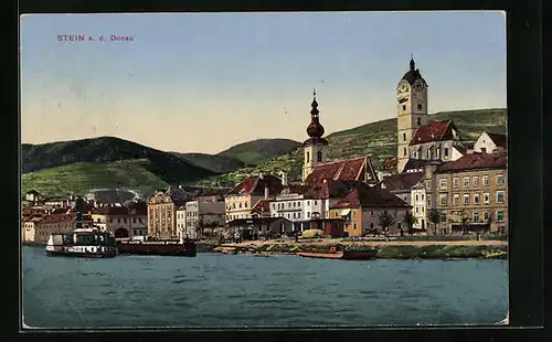 AK Stein / Donau, Gesamtansicht mit Flusspartie