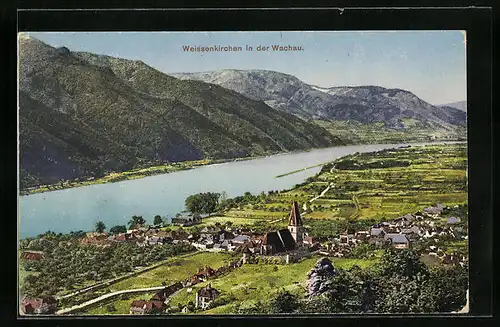 AK Weissenkirchen, Gesamtansicht mit Wachau