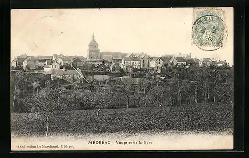 AK Médréac, Vue prise de la Gare