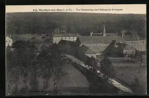 Leporello-AK Montfort sur Meu, Vue Panoramique de l`Abbaye de St. Jacques