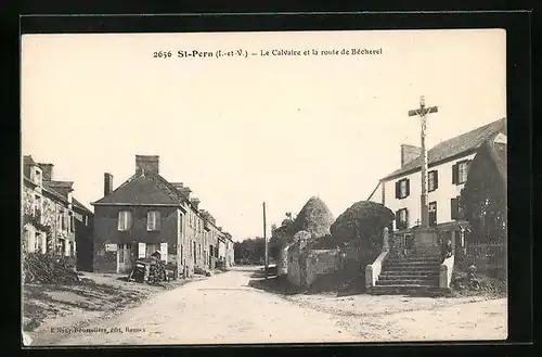 AK St-Pern, Le Calvaire et la route de Bécherel