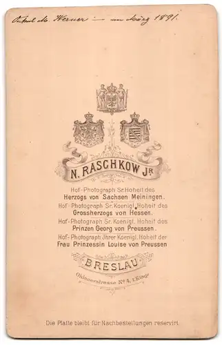 Fotografie N. Raschkow Jr., Breslau, Ohlauerstrasse 4, Bürgerlicher mit Halbglatze und kräftigem Vollbart