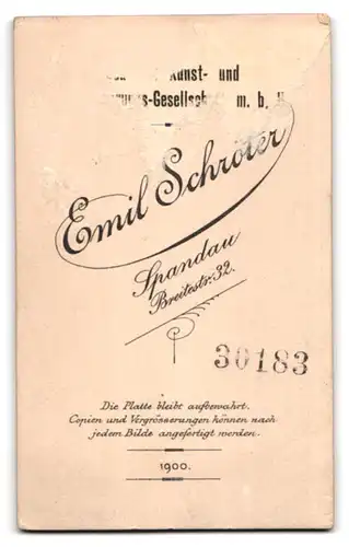 Fotografie Emil Schröter, Spandau, Breitestr. 32, Herr mit lockigem Haar und Schnauzer
