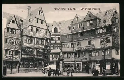 AK Alt-Frankfurt, Restaurant Zum Rosen-Eck, Gr. Fischergasse, Bierbrauerei Binding