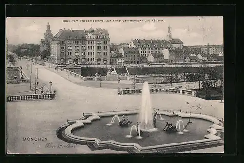 AK München, Wasserspiele vor der Prinzregentenbrücke