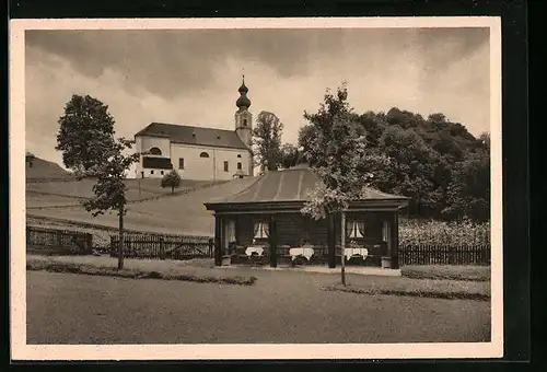 AK Ruhpolding /Obb., Spielplatz mit Salettl des St. Annahauses