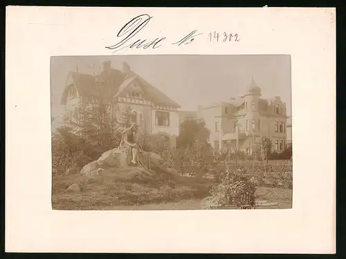 Fotografie Brück & Sohn Meissen, Ansicht Dux, am Denkmal Walters von der Vogelweide ind en Anlagen