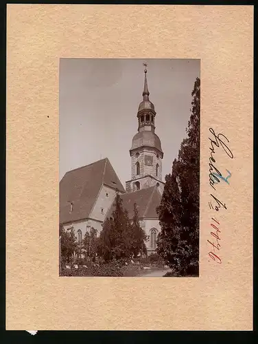 Fotografie Brück & Sohn Meissen, Ansicht Strehla a. Elbe, Blick auf die Kirche