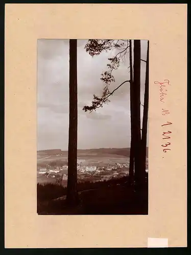 Fotografie Brück & Sohn Meissen, Ansicht Flöha i. Sa., Blick vom Wald auf den Ort