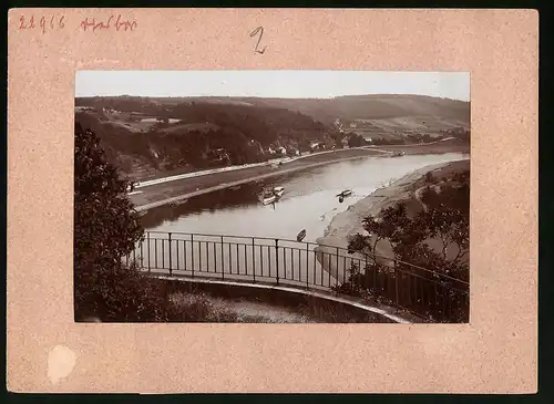 Fotografie Brück & Sohn Meissen, Ansicht Diesbar a. Elbe, Blick vom Bösenb Bruder auf die Villen und Raddampfer