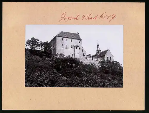 Fotografie Brück & Sohn Meissen, Ansicht Goseck a. Saale, Blick vom Tal auf das Schloss Goseck