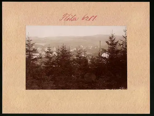 Fotografie Brück & Sohn Meissen, Ansicht Flöha i. Sa., Blick vom Tannenwald auf die Stadt