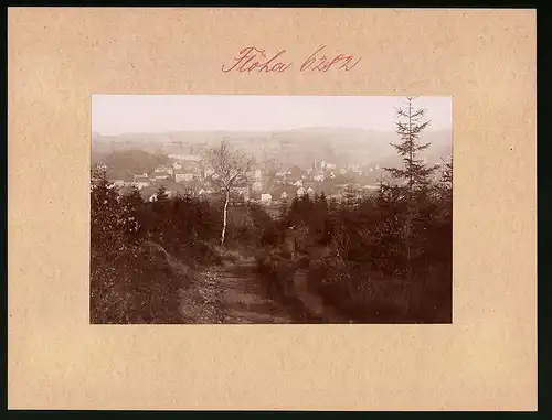Fotografie Brück & Sohn Meissen, Ansicht Flöha i. Sa., Weg vom Tannenwald in die Stadt mit Blick auf die Stadt