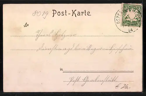 Lithographie Tuntenhausen, Ortspartie mit Kirche, Gnadenbild