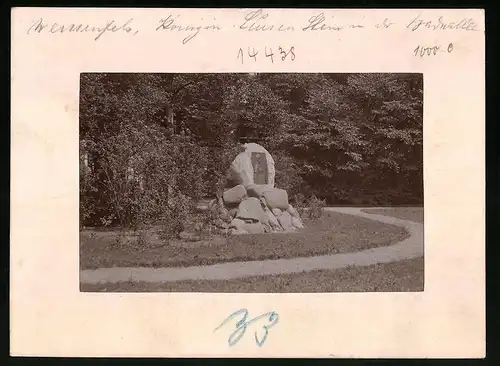 Fotografie Brück & Sohn Meissen, Ansicht Weissenfels, Blick auf den Königin Louisen-Stein in der Badeallee