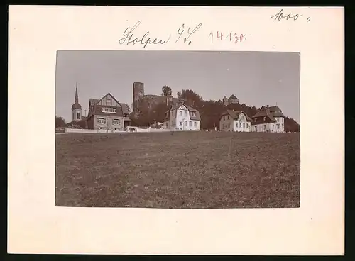 Fotografie Brück & Sohn Meissen, Ansicht Stolpen i. Sa., Blick auf die Villen und die Burgruine