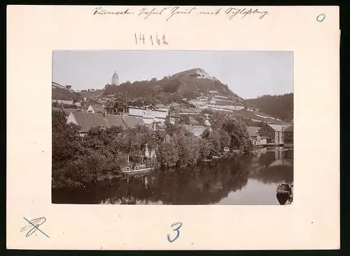 Fotografie Brück & Sohn Meissen, Ansicht Freyburg a. U., Flusspartie mit Blick auf Turnvater Jahns Haus