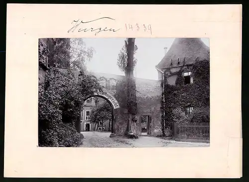 Fotografie Brück & Sohn Meissen, Ansicht Wurzen, Partie am Eingang zum Königlichen Amtsgericht, Torbogen