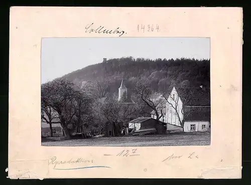 Fotografie Brück & Sohn Meissen, Ansicht Collm bei Oschatz, Ortspartie mit Blick zum Collmberg