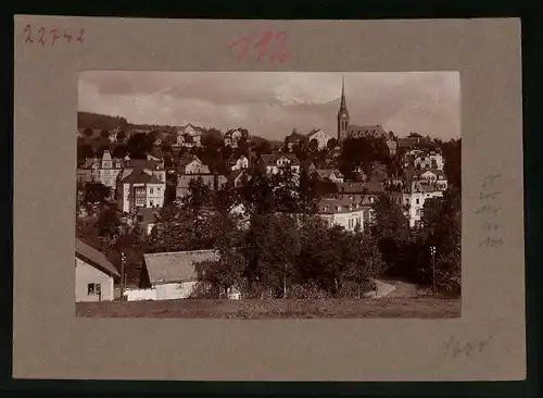 Fotografie Brück & Sohn Meissen, Ansicht Bad Elster, Blick in die Stadt mit Haus Wartburg und Kirche