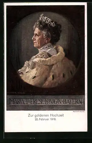 Künstler-AK Königin Maria Therese von Bayern im Profil