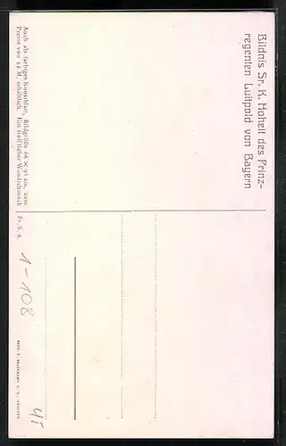 Künstler-AK Bildnis Sr. K. Hoheit des Prinzregenten Luitpold von Bayern