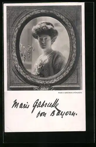 AK Portrait von Marie Gabriele von Bayern im jungen Alter