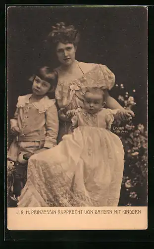 AK I. K. H. Frau Prinzessin Rupprecht von Bayern mit Kindern