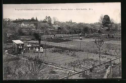 AK Troyes, Proprieté Gommeret-Petit divisée en 80 jardins