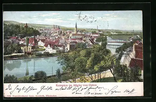 Relief-AK Kempten /Allg., Ortsansicht von Osten