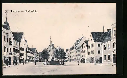 AK Schongau, Marienplatz mit Mariensäule